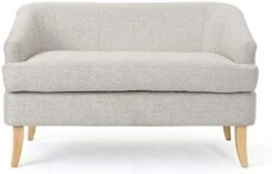GDFStudio Christopher Knight Home Sheena Mid-Century Modern Fabric Loveseat, Beige / Natural -Amazon Store 41lqqZ6SiL. AC