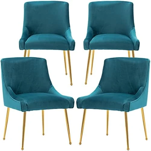 ZHENGHAO Velvet Dining Chairs Set Of 6, Modern Accent Kitchen Chairs With Gold Legs Upholstered Guest Chairs For Living Room/Kitchen/Restaurant, White 16 ZHENGHAO Velvet Dining Chairs Set Of 6, Modern Accent Kitchen Chairs With Gold Legs Upholstered Guest Chairs For Living Room/Kitchen/Restaurant, White - Image 14