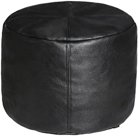 Thgonwid Unstuffed Faux Leather Pouf Cover, Handmade Footstool Ottoman Storage Solution, Floor Footrest Cushion - 16.5”x12.5”, Ivory White 6 Thgonwid Unstuffed Faux Leather Pouf Cover, Handmade Footstool Ottoman Storage Solution, Floor Footrest Cushion - 16.5”x12.5”, Ivory White - Image 4