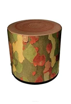 ZTOZZ Round Pouf Indoor - Printed Ottoman Foot Stool For Dining, Living Room Or Bedroom With Removable Cover - Platan Print -Amazon Store 41lxdhdA4BS