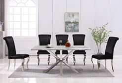 Goderfuu Marble Dining Table For 6 - Marble Dining Room Table With Silver Stainless Steel Base, 78 Inch Rectangle Dining Table Modern Dining Room Table For 6, Gray White Dining Table With Marble Top -Amazon Store 41lzaFz0fDL