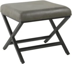 Homepop Home Decor | Modern Square Ottoman With Metal X Base | Ottoman For Living Room & Bedroom | Decorative Home Furniture (Tan And Cream Awning Stripe) -Amazon Store 41m2eMXLiIL. AC