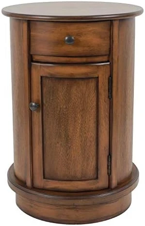 Decor Therapy Keaton Traditional Round Side Storage End Table, 26" X 17.75", Vintage Cherry 6 Decor Therapy Keaton Traditional Round Side Storage End Table, 26" X 17.75", Vintage Cherry - Image 4
