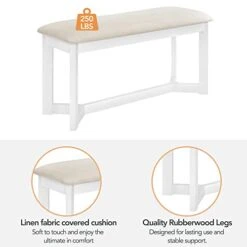 Merax Dining Table Set For 6, Wood Counter Height With Upholstered Chairs And Bench, Farmhouse Style Suitable For Family Gatherings, 59" X 35.4", White -Amazon Store 41m5Qk1RNUL