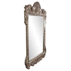 Howard Elliott Marquette Antique Oversized , Leaning Wall Ornate Mirror, Full Length, Silver Leaf, 49" X 84" X 3"