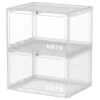 GOTO 2 Packs Of Shoe Storage Boxes, Clear Plastic Side Opening Sneaker Box, Stackable Shoe Organizer, Multi-Function Storage Box, Sneaker Display Case Fit Up To US Male Size 13 (WHITE) -Amazon Store 41m7MbNGqcL