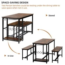 SogesHome 3-Piece Kitchen Dining Table Set, Table Bench Set For 4, Breakfast Nook Table With Wine Rack And Glass Holder, Space-Saving Table Set For Restaurant, Coffee Shop, Living Room 10 SogesHome 3-Piece Kitchen Dining Table Set, Table Bench Set For 4, Breakfast Nook Table With Wine Rack And Glass Holder, Space-Saving Table Set For Restaurant, Coffee Shop, Living Room -Amazon Store 41mApZDD2eL