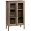 Pemberly Row Engineered Wood And Tempered Glass Curio Cabinet In Sky Oak