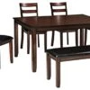 Signature Design By Ashley Coviar 6 Piece Dining Set, Includes Table, 4 Chairs & Bench, Dark Brown