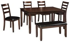 Signature Design By Ashley Coviar 6 Piece Dining Set, Includes Table, 4 Chairs & Bench, Dark Brown