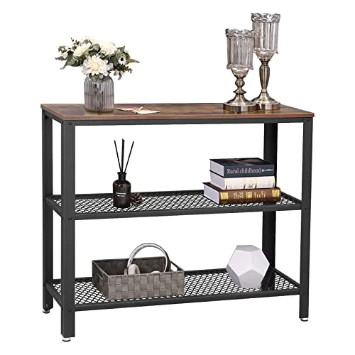VASAGLE 40" Console Table, 3-Tier Entryway Table With Storage Shelf, Narrow Sofa Table For Living Room, Hallway, Entrance Hall, Corridor, Bedroom, Rustic Brown And Black ULNT81BX 4 VASAGLE 40" Console Table, 3-Tier Entryway Table With Storage Shelf, Narrow Sofa Table For Living Room, Hallway, Entrance Hall, Corridor, Bedroom, Rustic Brown And Black ULNT81BX - Image 2