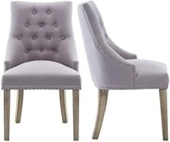 NOBPEINT Dining Chair Beige Fabric Leisure Padded Ring Chair, Nailed Trim, Set Of 2 -Amazon Store 41mT6rTNI7L. AC