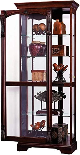 Howard Miller Bernadette Curio Cabinet 680-501 – Hampton Cherry Finish, Heavily Distressed Home Decor, Four Glass Shelves, Five Level Display Case, Locking Slide Door, Halogen Light 4 Howard Miller Bernadette Curio Cabinet 680-501 – Hampton Cherry Finish, Heavily Distressed Home Decor, Four Glass Shelves, Five Level Display Case, Locking Slide Door, Halogen Light - Image 2
