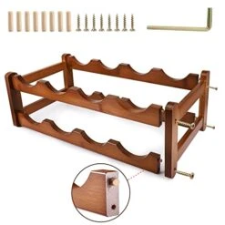 PAMISO 2-Tiers Wine Rack, 8-Bottles Bamboo Wine Stand Holder Wine Rack Countertop For Pantry, Kitchen, Bars, Wine Cellar -Amazon Store 41mWYB6wW9L