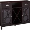 Kings Brand Jamestown Wood Buffet Server Storage Sideboard Wine Cabinet, Cherry -Amazon Store 41mnWYQde0L