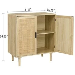 Finnhomy Sideboard Buffet Cabinet, Kitchen Storage Cabinet With Rattan Decorated Doors, Liquor Cabinet, Dining Room, Hallway, Cupboard Console Table, Accent Cabinet, 31.5X 15.8X 34.6 Inches, Natural 13 Finnhomy Sideboard Buffet Cabinet, Kitchen Storage Cabinet With Rattan Decorated Doors, Liquor Cabinet, Dining Room, Hallway, Cupboard Console Table, Accent Cabinet, 31.5X 15.8X 34.6 Inches, Natural -Amazon Store 41mpj1dnCTL