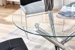 Round Glass Dining Kitchen Table With Chrome Legs Modern Leisure Coffee Table With Tempered Glass Top For Small Space,Dining Room,Kitchen(Three Legs Round Glass, 35.4 X 29.5 In) -Amazon Store 41mpjPUeaLS