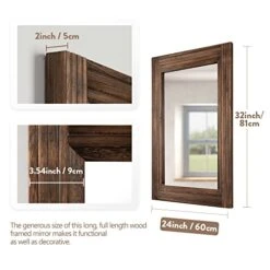 YOSHOOT Hand-Made Wooden Spliced Wall Mirror For Bathroom, Rustic Farmhouse Vanity Mirror, Décor Wall Art, Solid Wood Frame, Vertical Or Horizontal Hanging