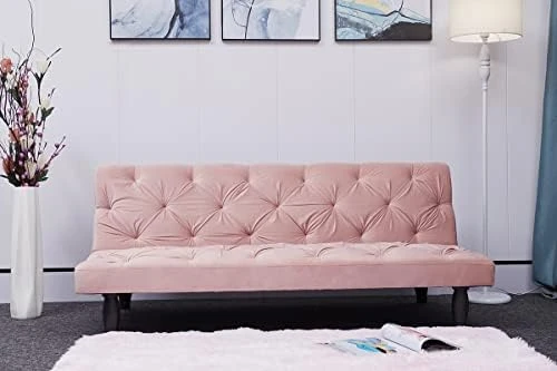GPCRAC Convertible Folding Sofa Bed, Futon Sofabed With 3 Adjustable Positions For Living Room, Home, Office Dorms, Compact Living Spaces (Pink) 10 GPCRAC Convertible Folding Sofa Bed, Futon Sofabed With 3 Adjustable Positions For Living Room, Home, Office Dorms, Compact Living Spaces (Pink) - Image 8