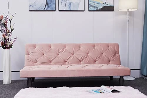 GPCRAC Convertible Folding Sofa Bed, Futon Sofabed With 3 Adjustable Positions For Living Room, Home, Office Dorms, Compact Living Spaces (Pink) 3 GPCRAC Convertible Folding Sofa Bed, Futon Sofabed With 3 Adjustable Positions For Living Room, Home, Office Dorms, Compact Living Spaces (Pink)