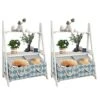 Babion White Ladder Shelf, 3 Tier Ladder Bookshelf With 2 Baskets，Wood Rustic Ladder Bookshelf, Freestanding Storage Organizer Rack, Indoor Plant Stand, Ladder Shelves For Home, 2PCS,White -Amazon Store 41mrxGHypZL