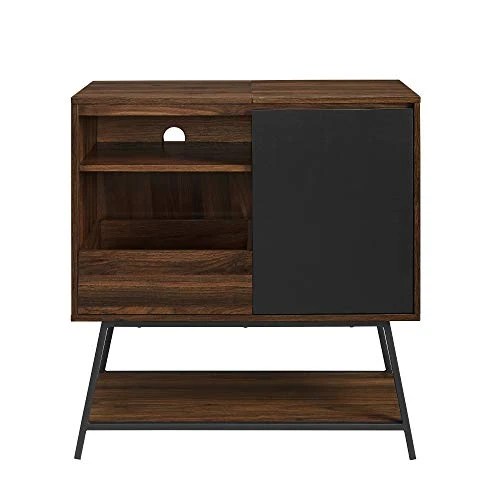 Walker Edison Modern Rectangle Sideboard With Record Player Storage-Entryway Serving Storage Cabinet Doors-Dining Room Console, 30 Inch, Black And Dark Walnut 5 Walker Edison Modern Rectangle Sideboard With Record Player Storage-Entryway Serving Storage Cabinet Doors-Dining Room Console, 30 Inch, Black And Dark Walnut - Image 3