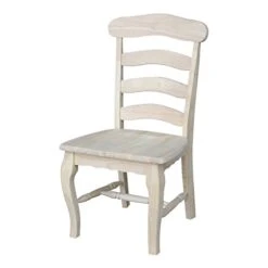 International Concepts Country French Chair With Solid Seat, Unfinished