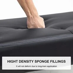 Furnimart Faux Leather Bench Ottoman, Tufted Button Bedroom Benches Footrest Stool In Solid Metal Legs, Long And Dining Bench, Indoor Bench For Entryway Living Room Bedroom (Leather-Black) 20 Furnimart Faux Leather Bench Ottoman, Tufted Button Bedroom Benches Footrest Stool In Solid Metal Legs, Long And Dining Bench, Indoor Bench For Entryway Living Room Bedroom (Leather-Black) -Amazon Store 41nLw21FepL