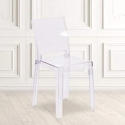 Flash Furniture Emilie Ghost Chair With Square Back In Transparent Crystal -Amazon Store 41nMr5kgxHL. AC