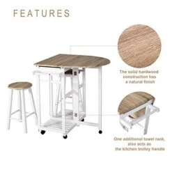 AIIT Wood Breakfast Cart - With Drop Leaf & 2 Drawers, Dining Table & Chair Sets Kitchen Trolley Island Cart For Small Space -Amazon Store 41nMxVZxMDL