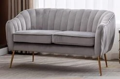 Artechworks Contemporary Tufted Velvet Tub Barrel Loveseat Sofa Chair Upholstered Couch With Golden Metal Legs Club Two-Seat Sofa For Living Reading Room Bedroom Apartment Small Space Dorm, Pink -Amazon Store 41nQv9WOiaL. AC