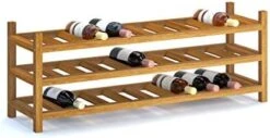 INTERBUILD Solid Hardwood Wine Rack Storage Shelf 3-Tier Stackable Freestanding Wine Bottle Holder 15 Bottles, Dusk Gray -Amazon Store 41nYa7s2TL. AC