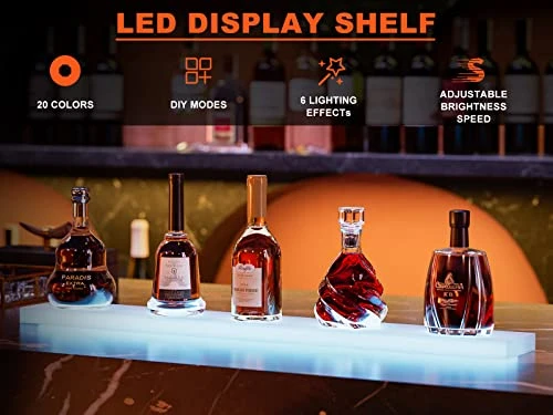 Oarlike LED Liquor Bottle Display Shelf 32 Inch Acrylic Lighted Bar Shelf With RF Remote Controller For Home Commercial Bar Floating Wall Mounted Display Shelves¡ 5 Oarlike LED Liquor Bottle Display Shelf 32 Inch Acrylic Lighted Bar Shelf With RF Remote Controller For Home Commercial Bar Floating Wall Mounted Display Shelves¡ - Image 3