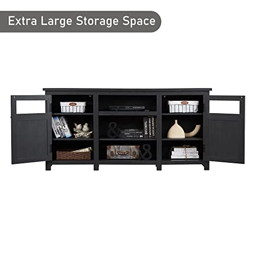 JXQTLINGMU Farmhouse TV Stand For 75 65 Inch TV, Farmhouse & Modern Entertainment Center With Storage Cabinets, 66" Rustic TV Console For Living Room Bedroom, Black 5 JXQTLINGMU Farmhouse TV Stand For 75 65 Inch TV, Farmhouse & Modern Entertainment Center With Storage Cabinets, 66" Rustic TV Console For Living Room Bedroom, Black - Image 3