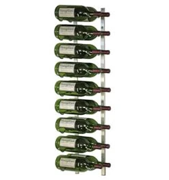 VintageView Wall Series - 18 Bottle Wall Mounted Wine Rack (Brushed Nickel) Stylish Modern Wine Storage With Label Forward Design