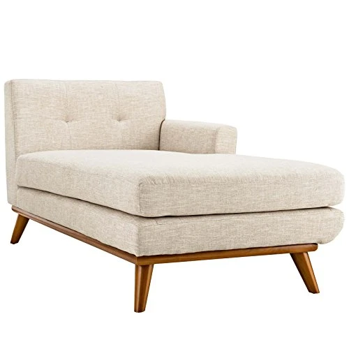 Modway Engage Mid-Century Modern Upholstered Fabric Right-Arm Chaise In Beige 6 Modway Engage Mid-Century Modern Upholstered Fabric Right-Arm Chaise In Beige - Image 4