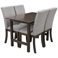 Harper & Bright Designs 5-Piece Kitchen Dining Table Set, Wood Kitchen Furniture Set With Rectangular Table And 4 Linen Fabric Upholstered Dining Chairs, Gray Table+Gray Chair 16 Harper & Bright Designs 5-Piece Kitchen Dining Table Set, Wood Kitchen Furniture Set With Rectangular Table And 4 Linen Fabric Upholstered Dining Chairs, Gray Table+Gray Chair -Amazon Store 41nqEjgHh8L