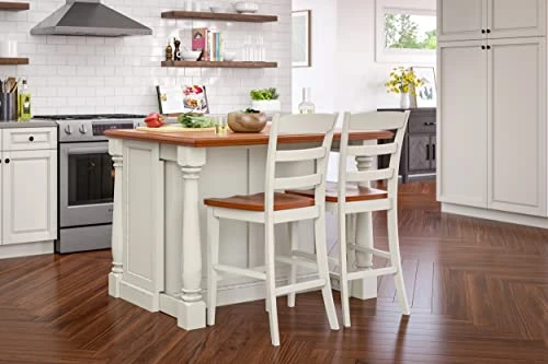 Homestyles Monarch Kitchen Island Set, With 2 Stools, Off-White 5 Homestyles Monarch Kitchen Island Set, With 2 Stools, Off-White - Image 3