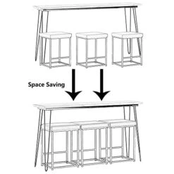 Merax 4-Piece Counter Height Wooden Dining Set With Extra Long Dining Table And 3 PU Stools, Bar Table Set For Kitchen Dining Room, Rustic Brown Table + Black Stool -Amazon Store 41nv204VzYL