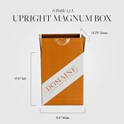 Domaine 6-Bottle Upright Wine Storage Box (Qty: 5 Boxes) Wine Storage | Stores 6 Magnum (1.5L) Bottles | Pre-Cut Inserts Included