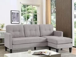 LETATA Convertible Sectional Sofa Couch With Chaise, Gray L Shaped Couch Sofa Set With Reversible Ottoman, Modern Small Sectional Couches For Living Room,Apartment,Small Spaces (Light Grey) -Amazon Store 41o 1LCXAL. AC