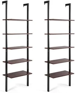 Tangkula 5-Shelf Bookcase, Modern 5-Tier Wood Wall Mounted Ladder Bookshelf With Metal Frame, 72 Inches Tall Industrial Open Ladder Shelf Display Rack Storage Shelves For Home Office (Dark-Brown, 2) 27 Tangkula 5-Shelf Bookcase, Modern 5-Tier Wood Wall Mounted Ladder Bookshelf With Metal Frame, 72 Inches Tall Industrial Open Ladder Shelf Display Rack Storage Shelves For Home Office (Dark-Brown, 2) -Amazon Store 41o03Lpi5xL. AC
