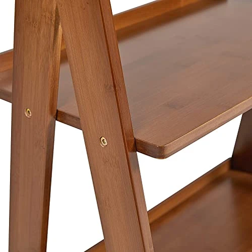 5 Tiers Bamboo Ladder Shelf Modern Bookshelf Leaning Wall Shelves Open Tall Wall Mount Bookcase Standing Storage Rack Shelves For Living Room, Bathroom, Kitchen, Office(21"L*12.5"W*60"H) (Brown) 5 5 Tiers Bamboo Ladder Shelf Modern Bookshelf Leaning Wall Shelves Open Tall Wall Mount Bookcase Standing Storage Rack Shelves For Living Room, Bathroom, Kitchen, Office(21"L*12.5"W*60"H) (Brown) - Image 3