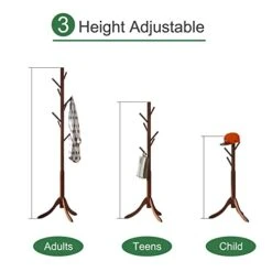 Kiplant Bamboo Wood Coat Rack Stand, Freestanding Coat Tree With 8 Hooks, Hallway Entryway Hat Hanger Organizer Standing For Bedroom, Office, Clothes, Jackets, Bags, Umbrallas -Amazon Store 41o5h7UB6OL