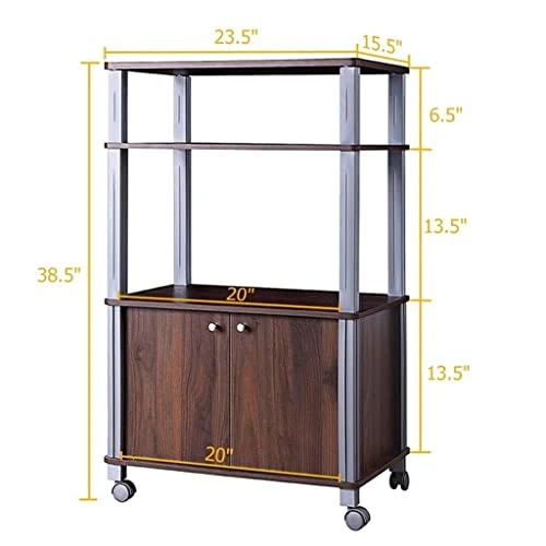 SXYMKJ Bakers Rack Microwave Stand Rolling Storage Cart With Wheels 3 Shelves 2-Door Cabinet Waterproof 7 SXYMKJ Bakers Rack Microwave Stand Rolling Storage Cart With Wheels 3 Shelves 2-Door Cabinet Waterproof - Image 5