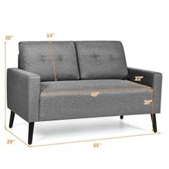 Giantex Modern Loveseat Sofa, 55" Upholstered Sofa Couch W/Soft Cushion, Rubber Wooden Legs, Button Tufted Back, Small Space Configurable Couch For Living Room (Gray) 11 Giantex Modern Loveseat Sofa, 55" Upholstered Sofa Couch W/Soft Cushion, Rubber Wooden Legs, Button Tufted Back, Small Space Configurable Couch For Living Room (Gray) -Amazon Store 41o82qrszGL