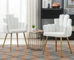 CIMOTA Black Dining Chairs Set Of 2 Velvet Upholstered Comfy Living Room Chairs Modern Finger Shape Back Vanity Chair With Arms For Makeup Room/Bedroom, 2PCS -Amazon Store 41oB9q8kDZL. AC