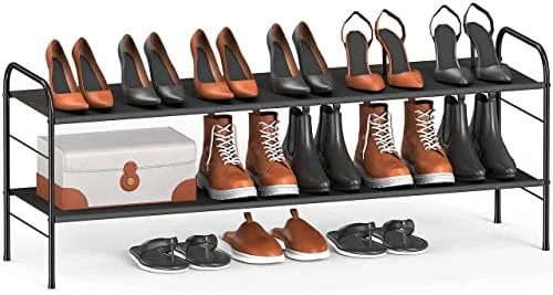Coonoor 2-Tier Long Shoe Rack Storage For Wide Shoe Shelf Organizer,Black 11 Coonoor 2-Tier Long Shoe Rack Storage For Wide Shoe Shelf Organizer,Black - Image 9