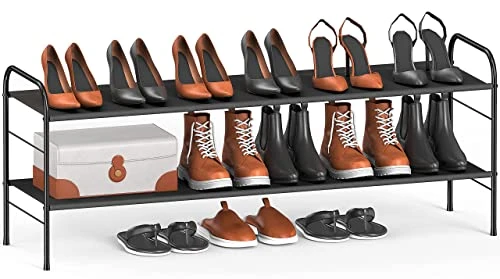 Coonoor 2-Tier Long Shoe Rack Storage For Wide Shoe Shelf Organizer,Black 3 Coonoor 2-Tier Long Shoe Rack Storage For Wide Shoe Shelf Organizer,Black