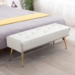 Furnimart Faux Leather Bench Ottoman, Tufted Button Bedroom Benches Footrest Stool In Solid Metal Legs, Long And Dining Bench, Indoor Bench For Entryway Living Room Bedroom (Leather-Black) 28 Furnimart Faux Leather Bench Ottoman, Tufted Button Bedroom Benches Footrest Stool In Solid Metal Legs, Long And Dining Bench, Indoor Bench For Entryway Living Room Bedroom (Leather-Black) -Amazon Store 41oCvSPlLL. AC